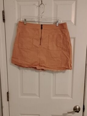 Madewell Peach Mini Skirt with Front Zipper Detail